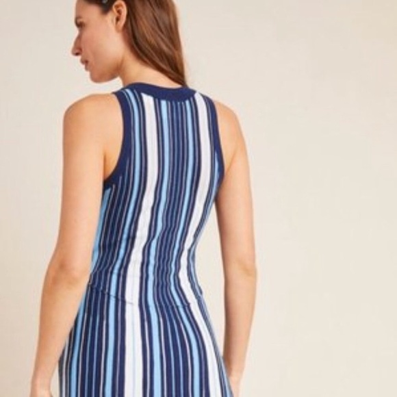 Anthropologie Maeve Lisanne Striped Sweater Maxi Dress Blue White - Picture 4 of 10